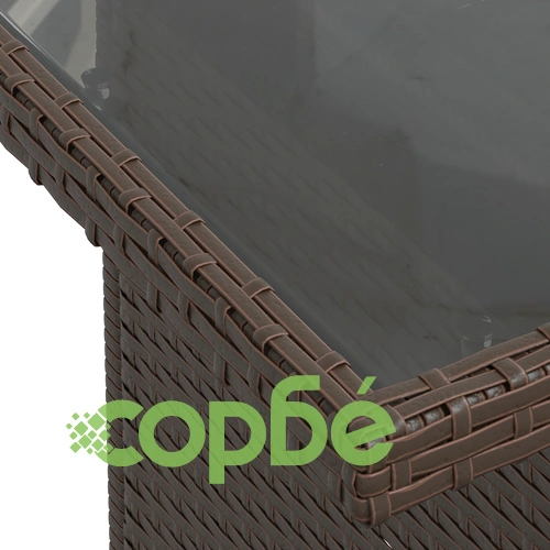 Комплект градински диван от 6 части - Кафяв полиратан с текстилна тапицерия ➤ топ цена ➤ sorbe.bg