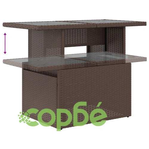 Комплект градински диван от 6 части - Кафяв полиратан с текстилна тапицерия ➤ топ цена ➤ sorbe.bg