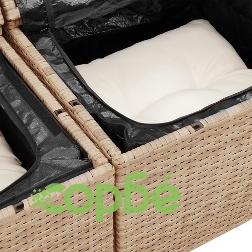 Градински диван комплект от 8 части от натурален ратан, бежов цвят ➤ топ цена ➤ sorbe.bg