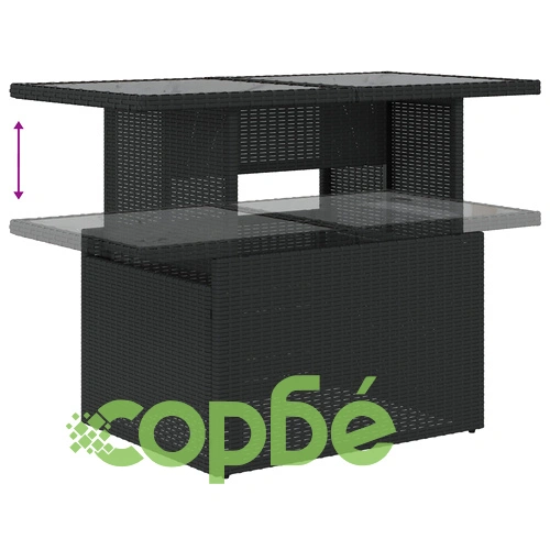 Градински комплект от 7 части с диван от черен ратан ➤ топ цена ➤ sorbe.bg