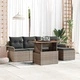 Градински комплект мебели 6 части с възглавници сив полиратан