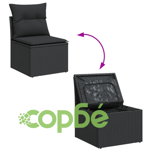 Комплект градински мебели 7 части от черен ратан за открито ➤ топ цена ➤ sorbe.bg