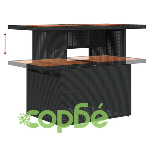 Комплект градински мебели 7 части от черен ратан за открито ➤ топ цена ➤ sorbe.bg