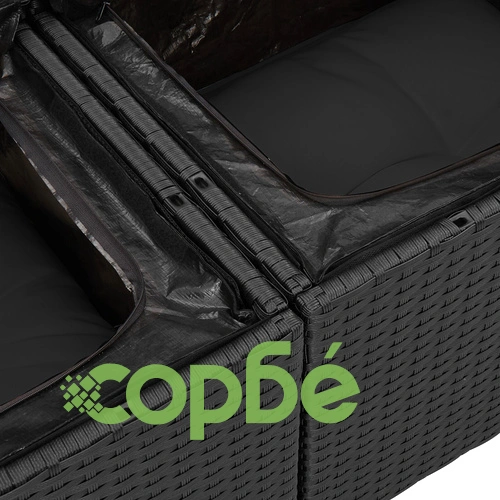 Комплект градински мебели 7 части от черен ратан за открито ➤ топ цена ➤ sorbe.bg