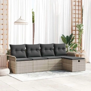 Градински комплект мебели полиратан 5 части светлосив 251x117x85 см