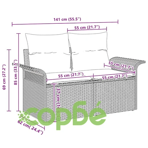 Градински диван комплект 6 части с възглавници от полиратан бежов и светлосив 251х117х85 см ➤ топ цена ➤ sorbe.bg