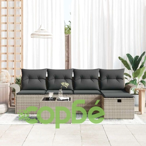 Градински комплект мебели 6 части полиратан светлосив 251x117x85 см ➤ топ цена ➤ sorbe.bg