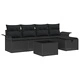 Градински комплект мебели 6 части полиратан черен 251x117x85 см