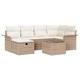 7-части градински комплект от полиратан с възглавници 242.5x132.5x85 см бежов и кремав