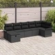Градински Комплект Мебели 7 Части Полиратан Черен 297.5 x 132.5 x 85 см