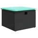 Градински комплект за сядане 7 части от полиратан - черен и туркоаз, 297,5 x 132,5 x 85 см
