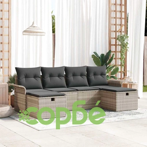 Градински комплект мебели от полиратан 6 части светлосив 251x117x85 см ➤ топ цена ➤ sorbe.bg