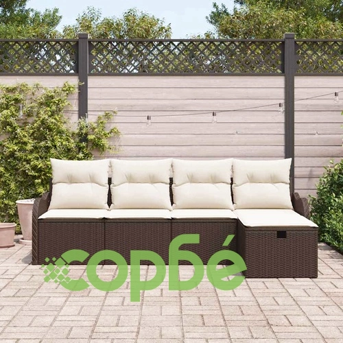 Градински комплект мебели 5 части с възглавници кафяво полиратан 231x117x85 см ➤ топ цена ➤ sorbe.bg