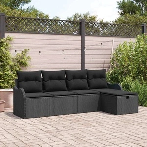 Градински комплект мебели 5 части черен полиратан 231 x 117 x 85 см