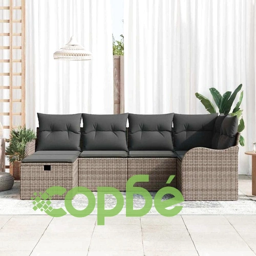 Градински диван комплект 6 части сив полиратан 232.5 x 122.5 x 85 см ➤ топ цена ➤ sorbe.bg