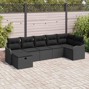 Градински Комплект Мебели 7 части Полиратан Черен 287.5 x 122.5 x 85 см