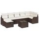 8-елементен градински ратанов комплект с възглавници кафяв и кремав 287x122x85 см