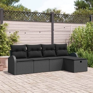 Градински комплект мебели 5 части черен полиратан 234x117x85 см