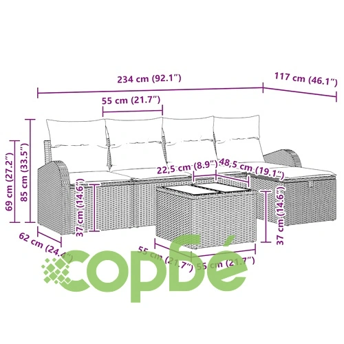 Градински комплект мебели от полиратан 6 части с възглавници кафяв и крем ➤ топ цена ➤ sorbe.bg