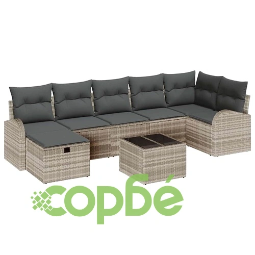 Градински комплект мебели 8 части полиратан светлосив 289x124x85 см ➤ топ цена ➤ sorbe.bg