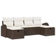 Градински комплект мебели от полиратан 6 части с възглавници кафяв и кремав