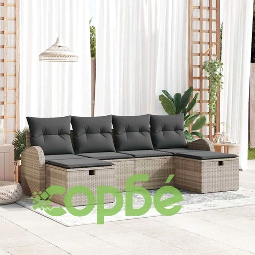 Градински комплект мебели 6 части светлосив полиратан 234x117x85 см ➤ топ цена ➤ sorbe.bg