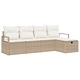 5-частен градински диван комплект с възглавници от полиратан бежово и кремаво 230x117x85 см