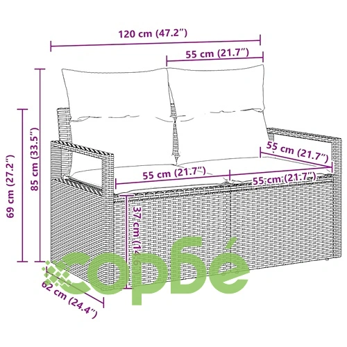 Градински комплект мебели полиратан 5 части светлосив 230x117x85 см ➤ топ цена ➤ sorbe.bg