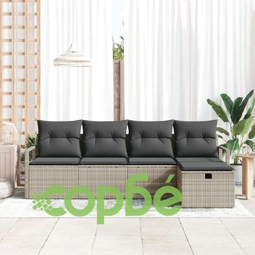 Градински комплект мебели полиратан 5 части светлосив 230x117x85 см ➤ топ цена ➤ sorbe.bg