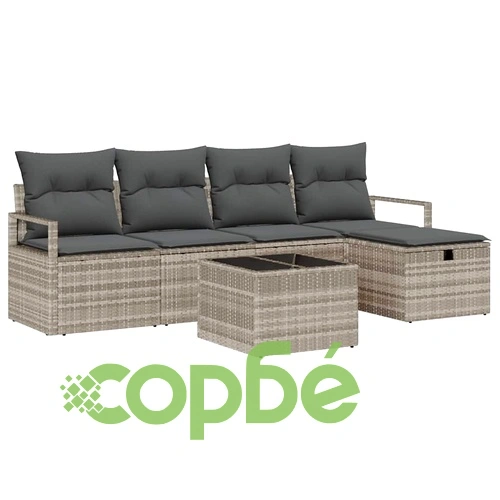 Градински комплект мебели 6 части полиратан светлосив 230x117x85 см ➤ топ цена ➤ sorbe.bg