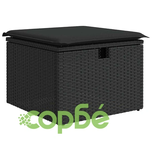 Градински комплект мебели 6 части полиратан черен 230x117x85 см с възглавници ➤ топ цена ➤ sorbe.bg