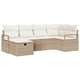 Градински комплект диван 6 части с възглавници от полиратан бежово и кремаво 232x122x85 см