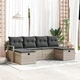 Градински диванен комплект 6 части полиратан светлосиво 230x117x85 см