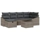 Градински диван комплект 7 части с възглавници и място за съхранение - сив полиратан