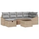 Градински комплект мебели от полиратан 7 части с възглавници - бежов и светло сив