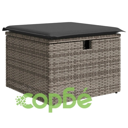 Комплект градински диван от 8 части с възглавници - сив полиратан, за 7 души ➤ топ цена ➤ sorbe.bg