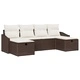 Градински комплект мебели полиратан 6 места с възглавници кафяв 233x117x85 см