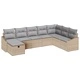 Градински диван комплект 8 части с възглавници бежов полиратан 288x178 см