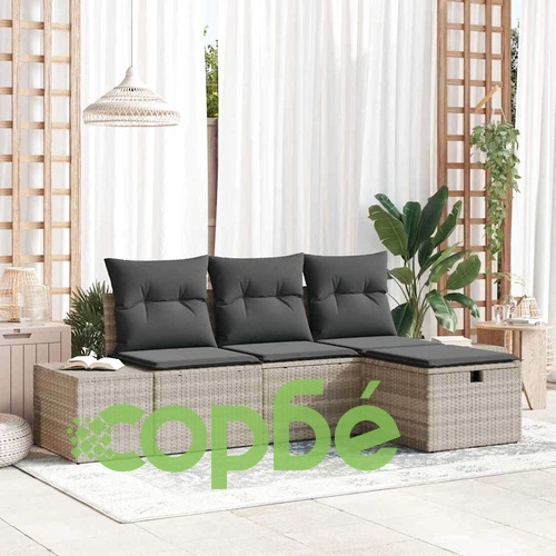 Модулен градински диван комплект 4 части светлосиво полиратан 239x117x85 см ➤ топ цена ➤ sorbe.bg