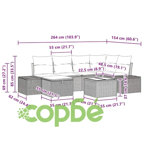 Градински комплект мебели 7 части с възглавници бежов полиратан ➤ топ цена ➤ sorbe.bg