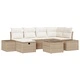 Градински комплект мебели 7 части с възглавници бежов полиратан