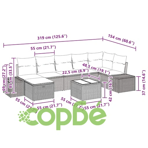 Градински комплект мебели от полиратан 8 части с възглавници бежов ➤ топ цена ➤ sorbe.bg