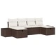 Градински диван комплект 6 части с възглавници кафяв полиратан 294x117x85 см
