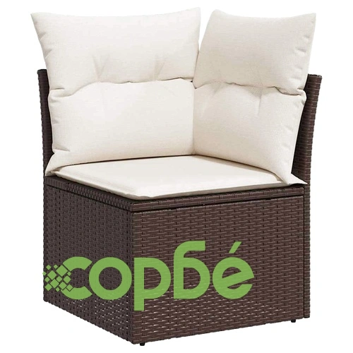 8-местен градински диван комплект с възглавници кафяв полиратан 319x209x85 см ➤ топ цена ➤ sorbe.bg