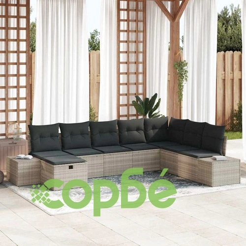 Градински комплект мебели 8 части полиратан светлосиво 319x209x85 см ➤ топ цена ➤ sorbe.bg