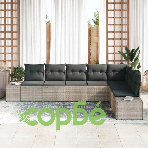 Градински комплект мебели 8 части полиратан светлосиво 319x209x85 см ➤ топ цена ➤ sorbe.bg