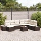 Градински комплект мебели 9 части с възглавници кафяв полиратан