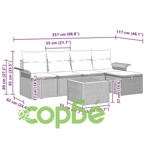 Градински комплект от полиратан 6 части със съхранение сив ➤ топ цена ➤ sorbe.bg