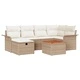 Градински комплект мебели 7 части с възглавници бежов полиратан 55x55x37 см