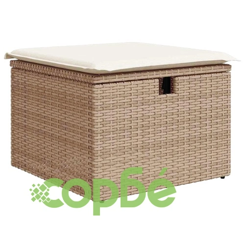 Градински комплект мебели 7 части с възглавници бежов полиратан 55x55x37 см ➤ топ цена ➤ sorbe.bg